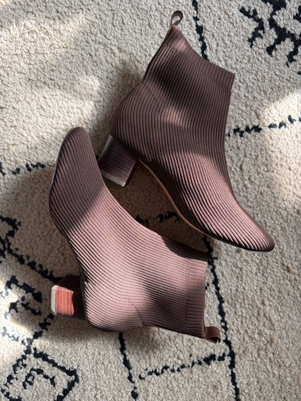 Joie X REVOLVE Neely Brown Ribbed Knit Sock Booties